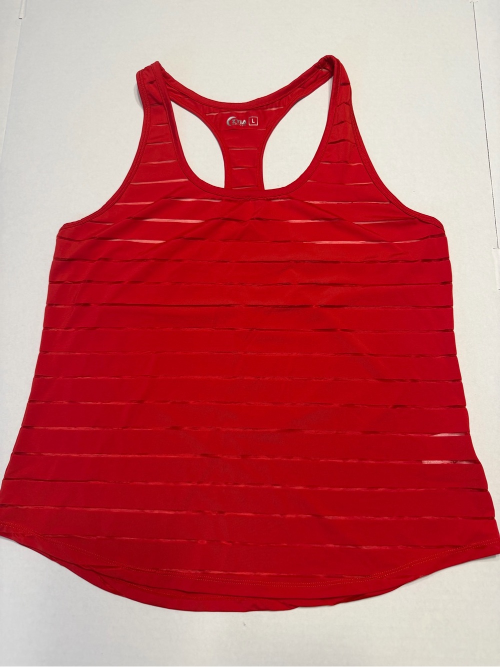ZYIA Red Racerback Layered Stripe Tank Large 1049